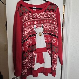 Holiday time red Christmas llama sweater
